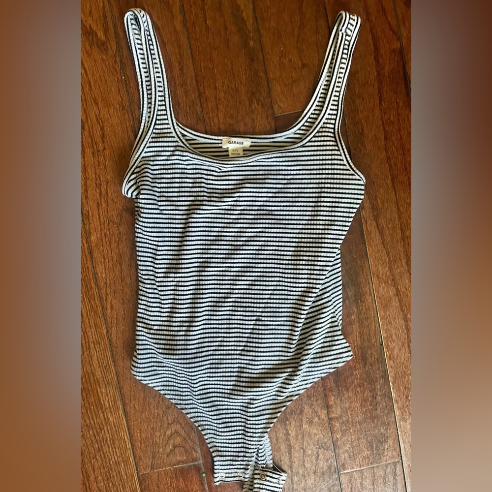 GARAGE black and white striped bodysuit